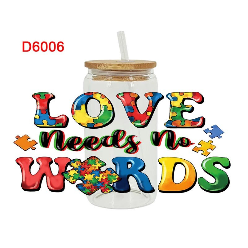 UV DTF Transfer Sticker For Autism Theme The 16oz Glasses Wraps Cup Can DIY Waterproof - Image 3