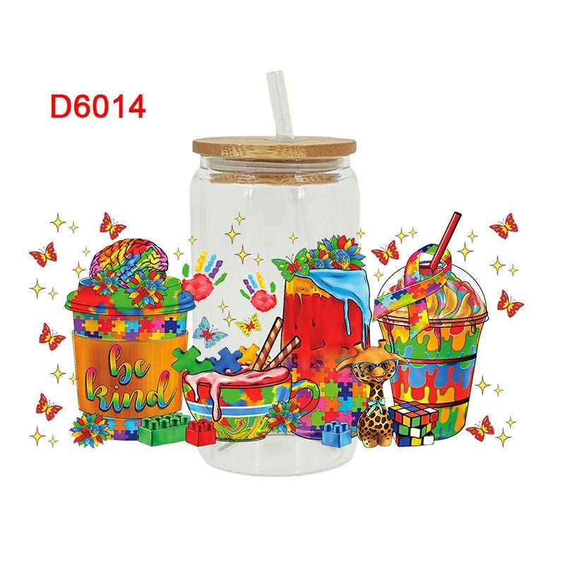 UV DTF Transfer Sticker For Autism Theme The 16oz Glasses Wraps Cup Can DIY Waterproof - Image 6