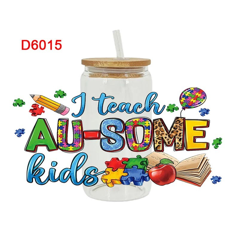 UV DTF Transfer Sticker For Autism Theme The 16oz Glasses Wraps Cup Can DIY Waterproof - Image 7