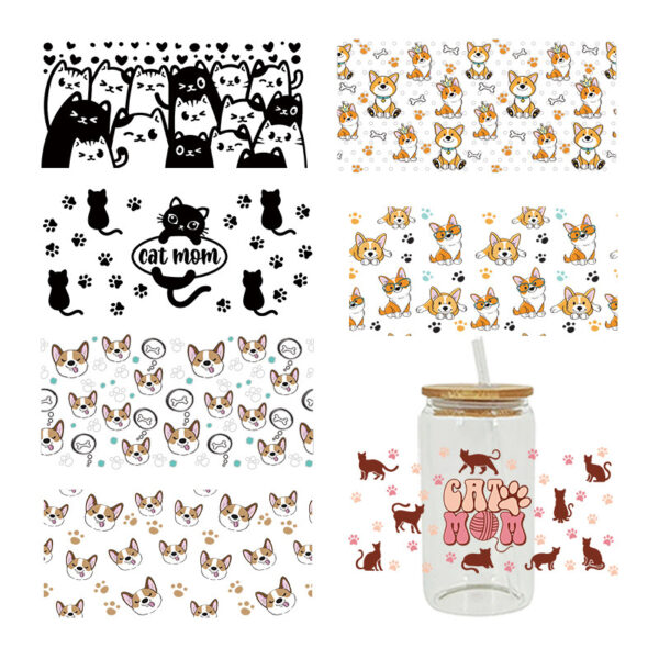 UV DTF Transfer Sticker Animal Theme For The 16oz Glasses Wraps Cup Can DIY Waterproof