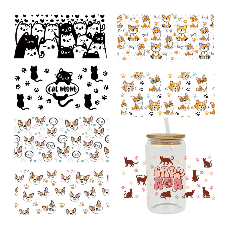 UV DTF Transfer Sticker Animal Theme For The 16oz Glasses Wraps Cup Can DIY Waterproof