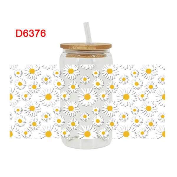 UV DTF Transfer Sticker Flower Theme For The 16oz Libbey Glasses Wraps Cup Can DIY Easy To Use - Image 2
