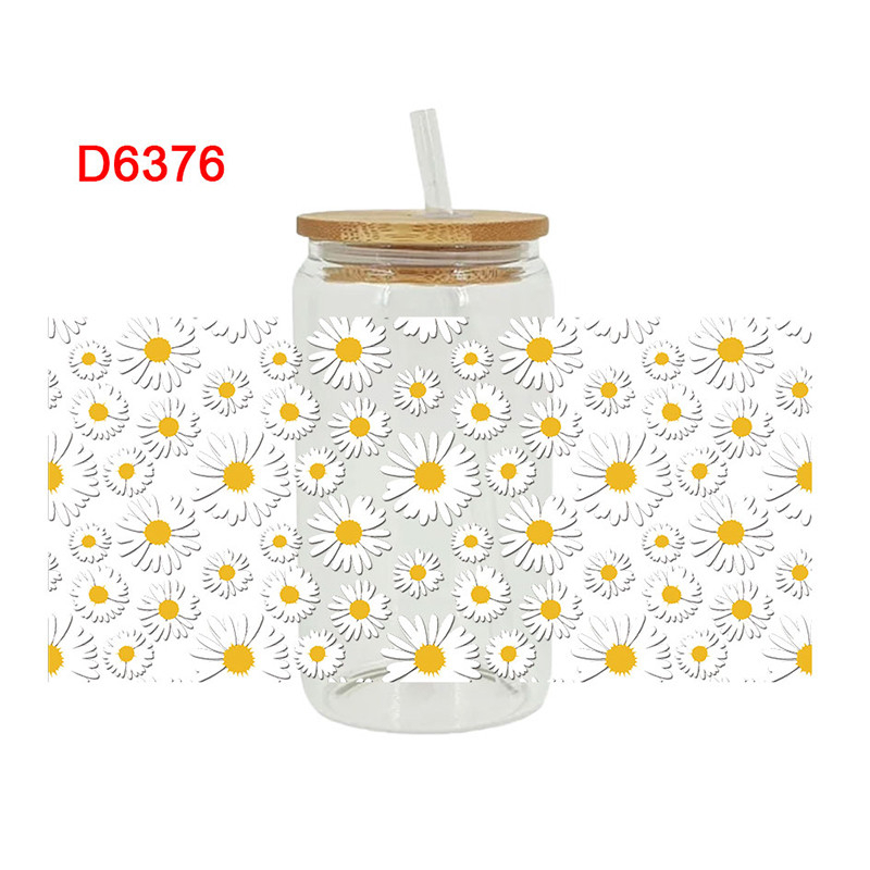 UV DTF Transfer Sticker Flower Theme For The 16oz Libbey Glasses Wraps Cup Can DIY Easy To Use - Image 2