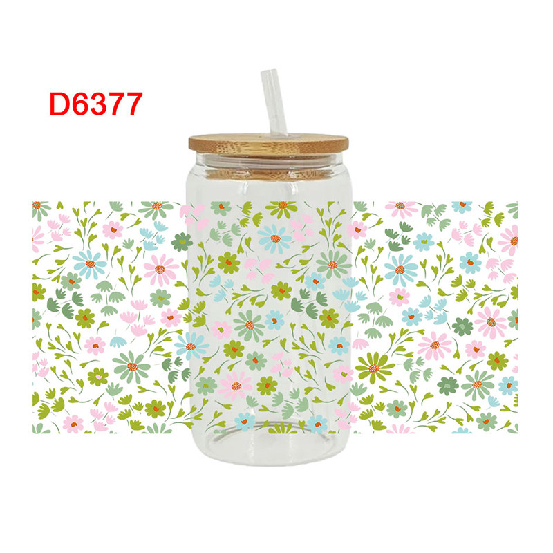 UV DTF Transfer Sticker Flower Theme For The 16oz Libbey Glasses Wraps Cup Can DIY Easy To Use - Image 3