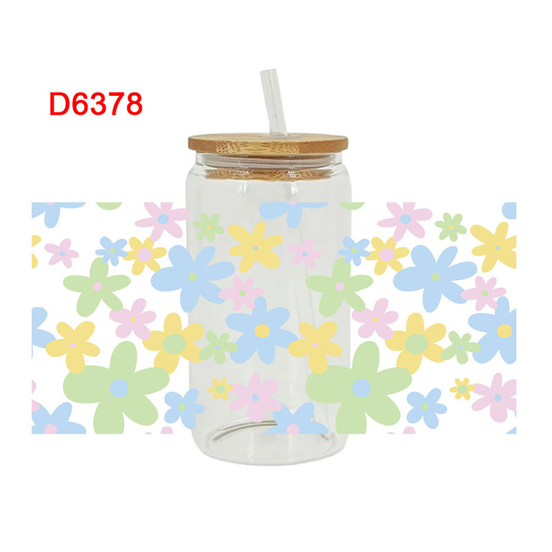 UV DTF Transfer Sticker Flower Theme For The 16oz Libbey Glasses Wraps Cup Can DIY Easy To Use - Image 4