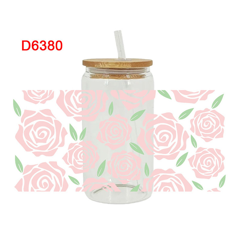 UV DTF Transfer Sticker Flower Theme For The 16oz Libbey Glasses Wraps Cup Can DIY Easy To Use - Image 6