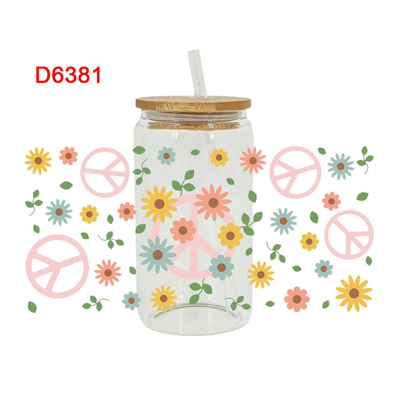 UV DTF Transfer Sticker Flower Theme For The 16oz Libbey Glasses Wraps Cup Can DIY Easy To Use - Image 7