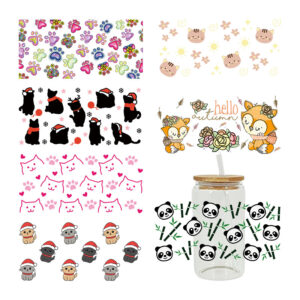 UV DTF Transfer Sticker Cartoon Animals For The 16oz Glasses Wraps Cup Can DIY Waterproof