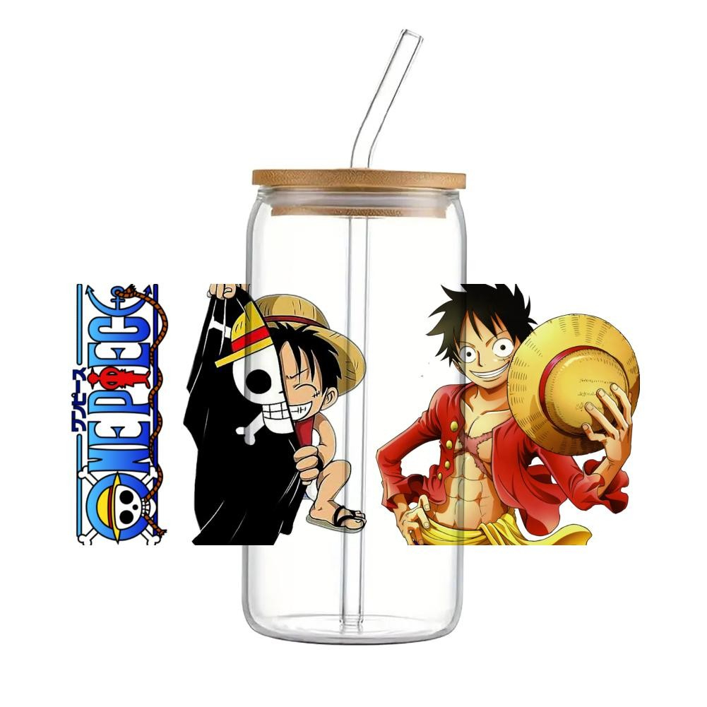 Japanese Cartoon One Piece UV DTF Transfer Sticker Waterproof Transfers Decals For 16oz Glass Wrap - Image 3