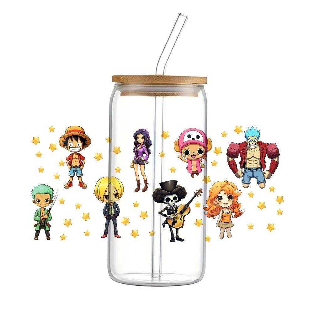 Japanese Cartoon One Piece UV DTF Transfer Sticker Waterproof Transfers Decals For 16oz Glass Wrap - Image 4