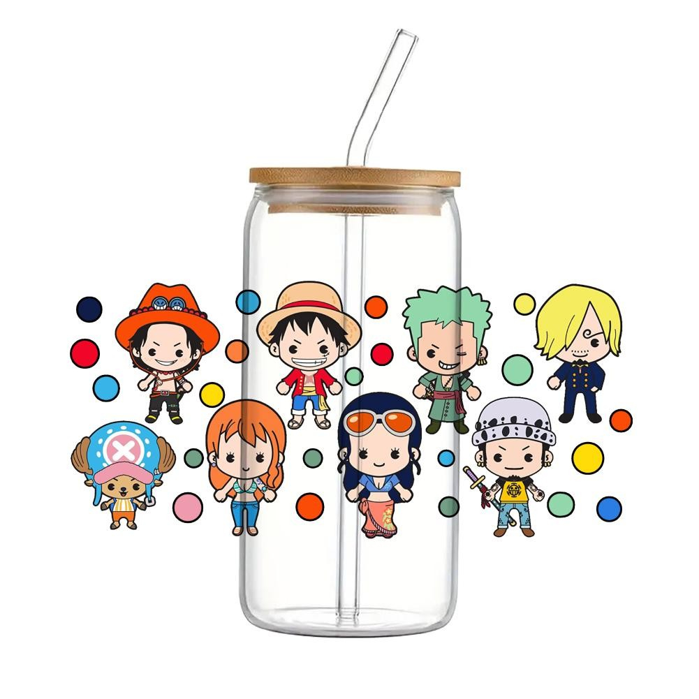 Japanese Cartoon One Piece UV DTF Transfer Sticker Waterproof Transfers Decals For 16oz Glass Wrap - Image 5