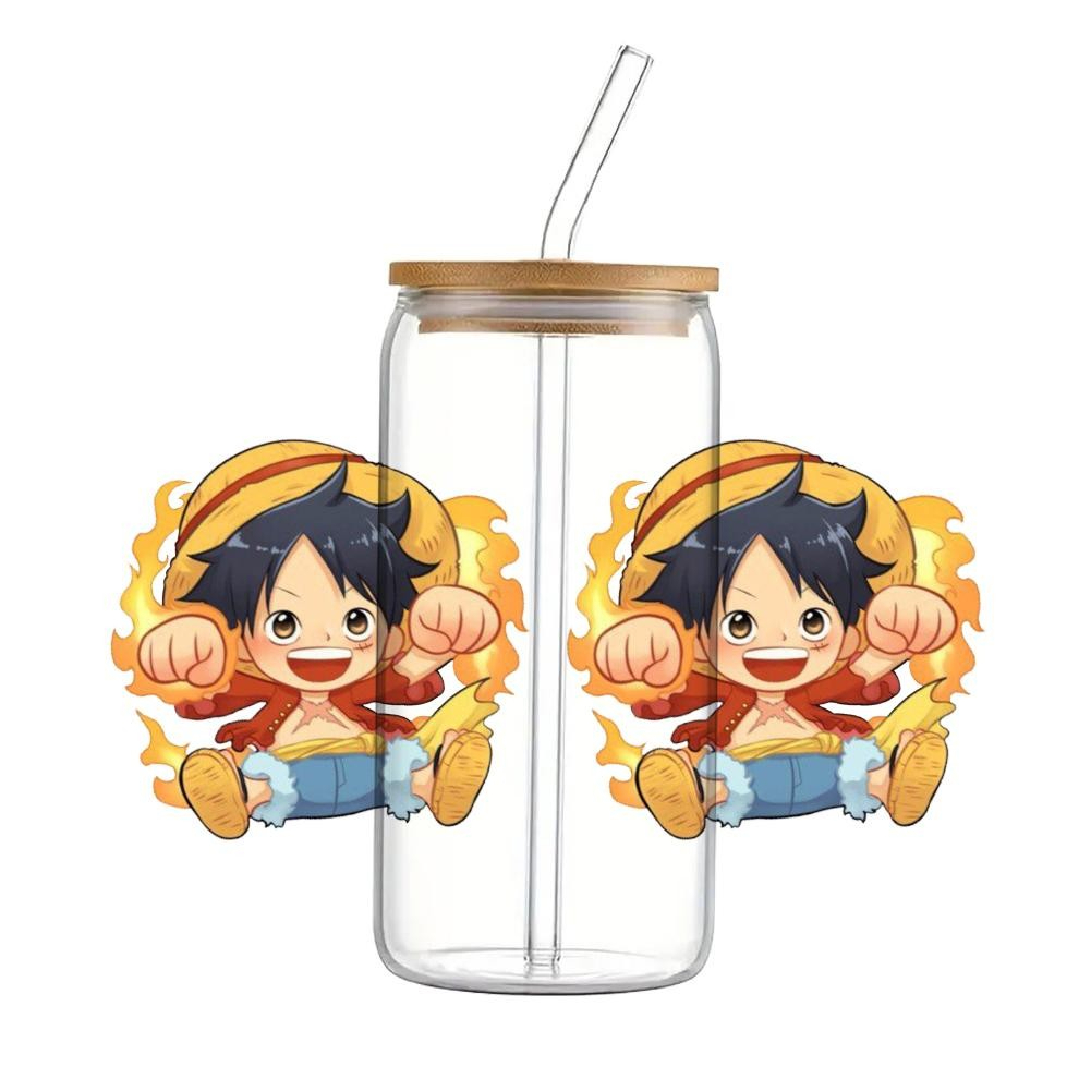 Japanese Cartoon One Piece UV DTF Transfer Sticker Waterproof Transfers Decals For 16oz Glass Wrap - Image 8