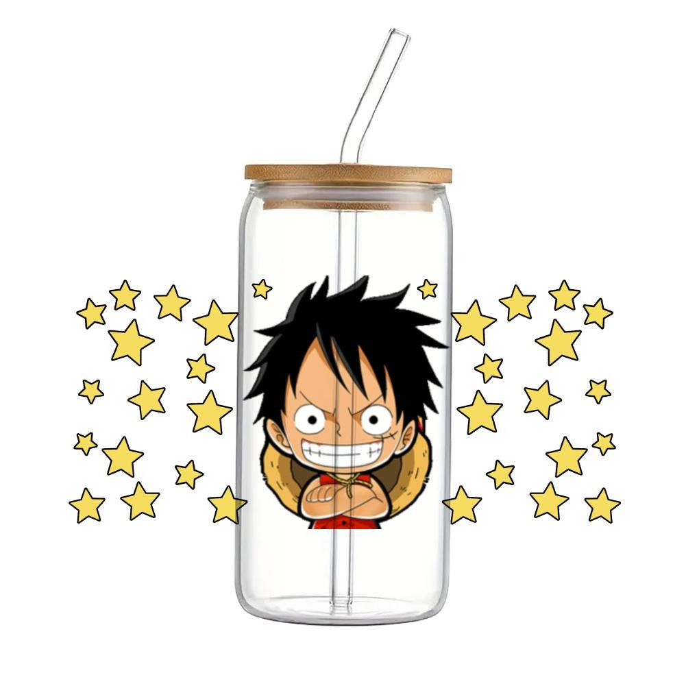 Japanese Cartoon One Piece UV DTF Transfer Sticker Waterproof Transfers Decals For 16oz Glass Wrap - Image 10