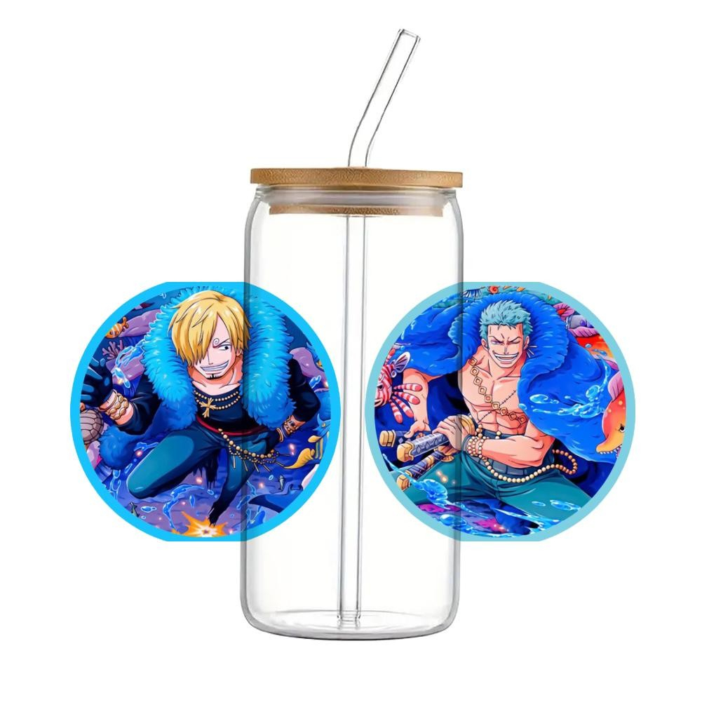 Japanese Cartoon One Piece UV DTF Transfer Sticker Waterproof Transfers Decals For 16oz Glass Wrap - Image 12