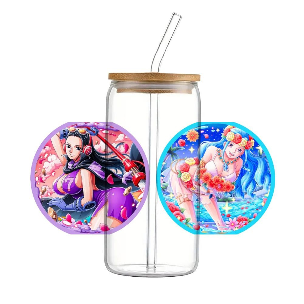 Japanese Cartoon One Piece UV DTF Transfer Sticker Waterproof Transfers Decals For 16oz Glass Wrap - Image 13