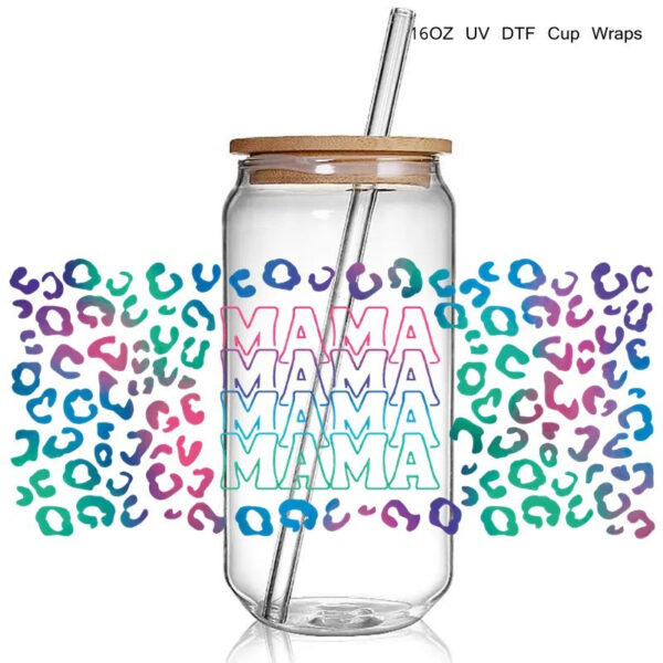 Wife Mama Leaf Design 3d UV DTF Transfer Sticker Print For Wraps Glass Cans Bottles DIY - Image 4