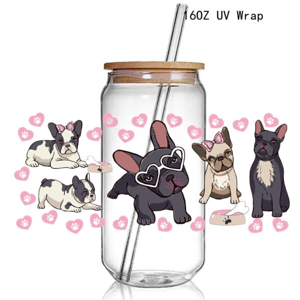 5+New Cute Dog Lover Dog Mum Print 3D UV DTF Transfer Stickers Cup Wrap Iron For Glass 16oz Use - Image 8