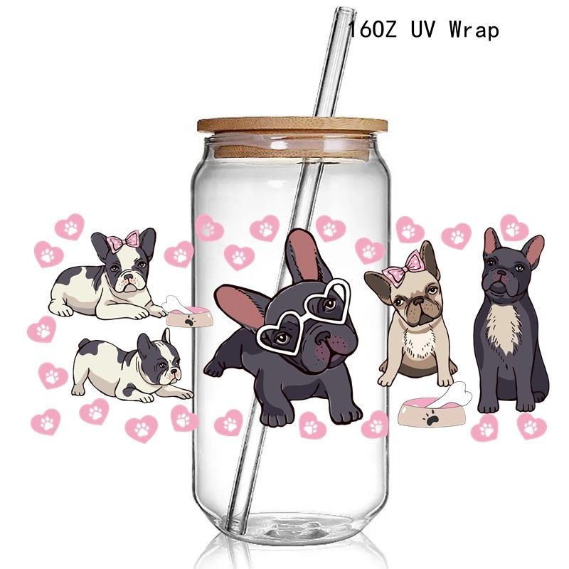 5+New Cute Dog Lover Dog Mum Print 3D UV DTF Transfer Stickers Cup Wrap Iron For Glass 16oz Use - Image 8