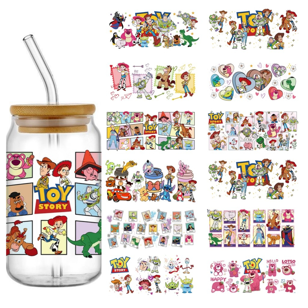 UV DTF Transfer Sticker Toy Story 16oz 3d Tumbler Mug Sticker Custom Wrapping