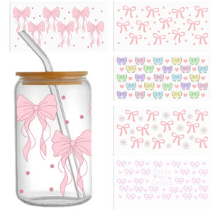 Bowknot Stickers UV DTF Sticker For 16oz Cups Transfer Sticker Labels DIY Logo