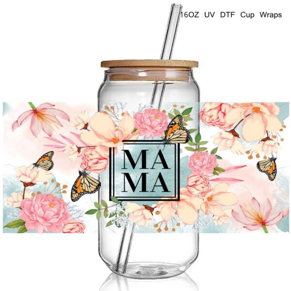 Wife Mama Leaf Design 3d UV DTF Transfer Sticker Print For Wraps Glass Cans Bottles DIY - Image 6