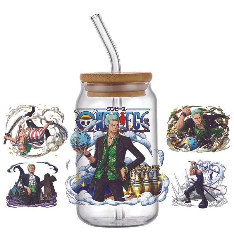 Japanese Anime Decal 3D Washable Transfer Sticker UV DTF Cup Wrap for 16oz Libbey Glasses One Piece - Image 2