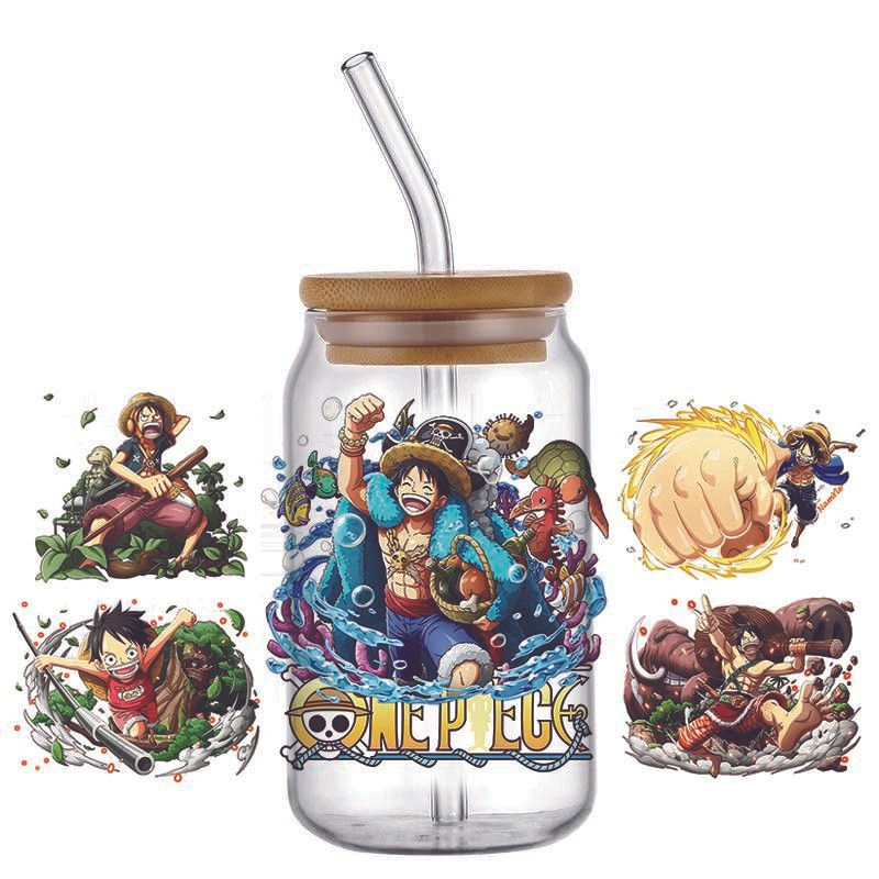 Japanese Anime Decal 3D Washable Transfer Sticker UV DTF Cup Wrap for 16oz Libbey Glasses One Piece - Image 3