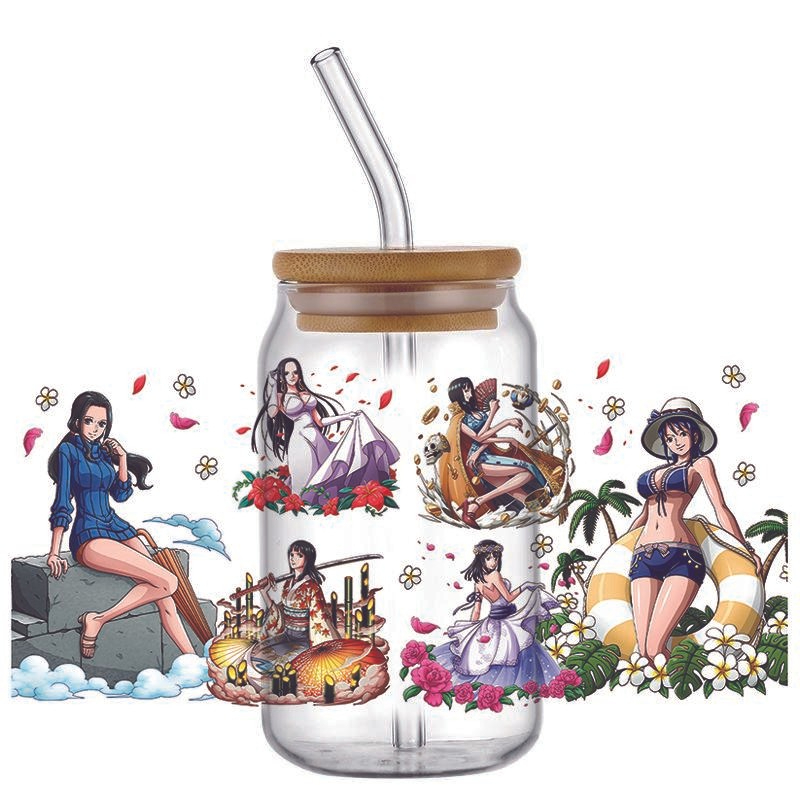 Japanese Anime Decal 3D Washable Transfer Sticker UV DTF Cup Wrap for 16oz Libbey Glasses One Piece - Image 4