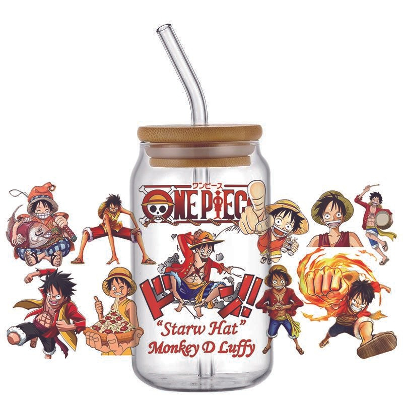 Japanese Anime Decal 3D Washable Transfer Sticker UV DTF Cup Wrap for 16oz Libbey Glasses One Piece - Image 5