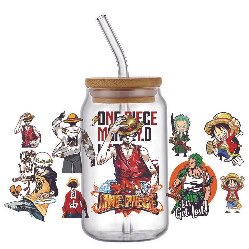 Japanese Anime Decal 3D Washable Transfer Sticker UV DTF Cup Wrap for 16oz Libbey Glasses One Piece - Image 6