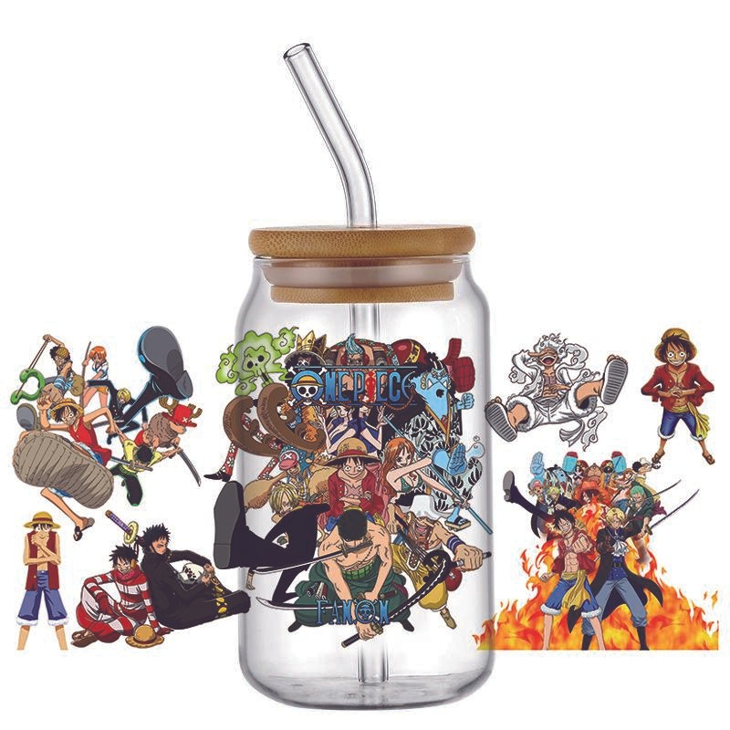 Japanese Anime Decal 3D Washable Transfer Sticker UV DTF Cup Wrap for 16oz Libbey Glasses One Piece - Image 7