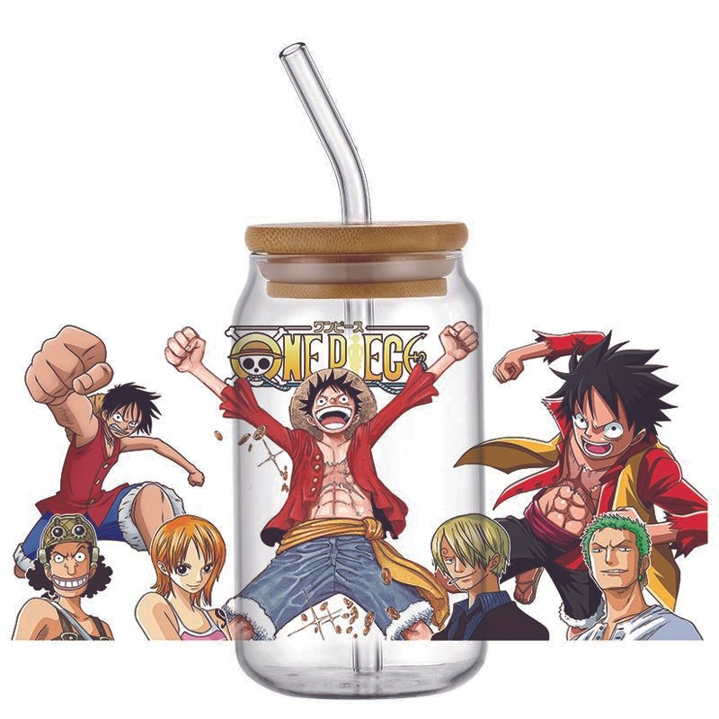 Japanese Anime Decal 3D Washable Transfer Sticker UV DTF Cup Wrap for 16oz Libbey Glasses One Piece - Image 8