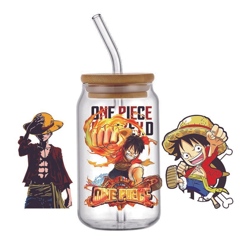 Japanese Anime Decal 3D Washable Transfer Sticker UV DTF Cup Wrap for 16oz Libbey Glasses One Piece - Image 9