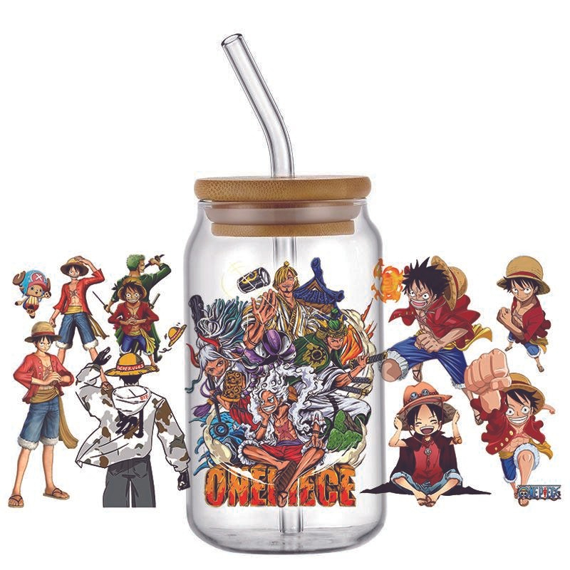 Japanese Anime Decal 3D Washable Transfer Sticker UV DTF Cup Wrap for 16oz Libbey Glasses One Piece - Image 11