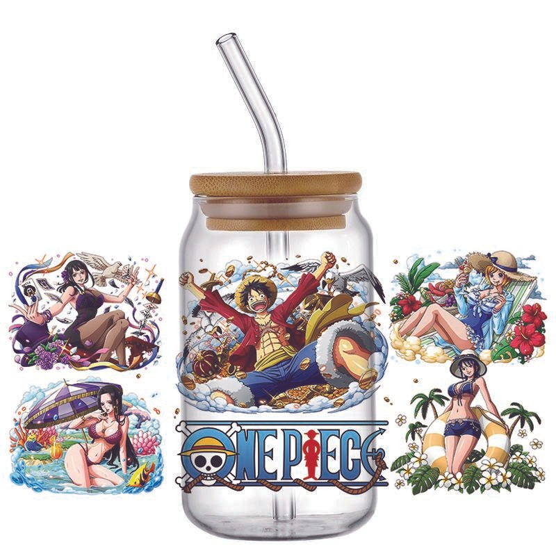 Japanese Anime Decal 3D Washable Transfer Sticker UV DTF Cup Wrap for 16oz Libbey Glasses One Piece - Image 12