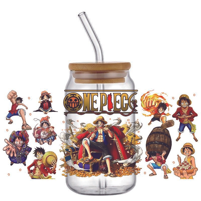 Japanese Anime Decal 3D Washable Transfer Sticker UV DTF Cup Wrap for 16oz Libbey Glasses One Piece - Image 13