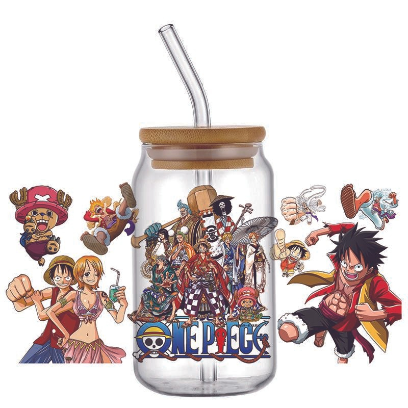 Japanese Anime Decal 3D Washable Transfer Sticker UV DTF Cup Wrap for 16oz Libbey Glasses One Piece - Image 14