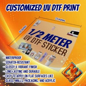 1/2 METER PREMIUM QUALITY UV DTF PRINTED STICKER  (20 Inches x 23 inches)