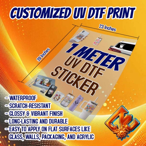 1 METER PREMIUM QUALITY UV DTF PRINTED STICKER  (39 Inches x 23 inches)