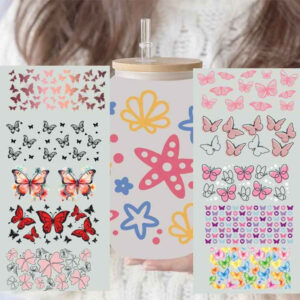Beautiful Butterfly Flower UV DTF Cups Wrap Sticker DIY Label Transfer Sticker Print