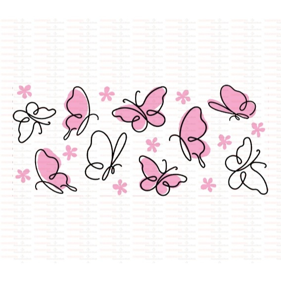 Beautiful Butterfly Flower UV DTF Cups Wrap Sticker DIY Label Transfer Sticker Print - Image 91