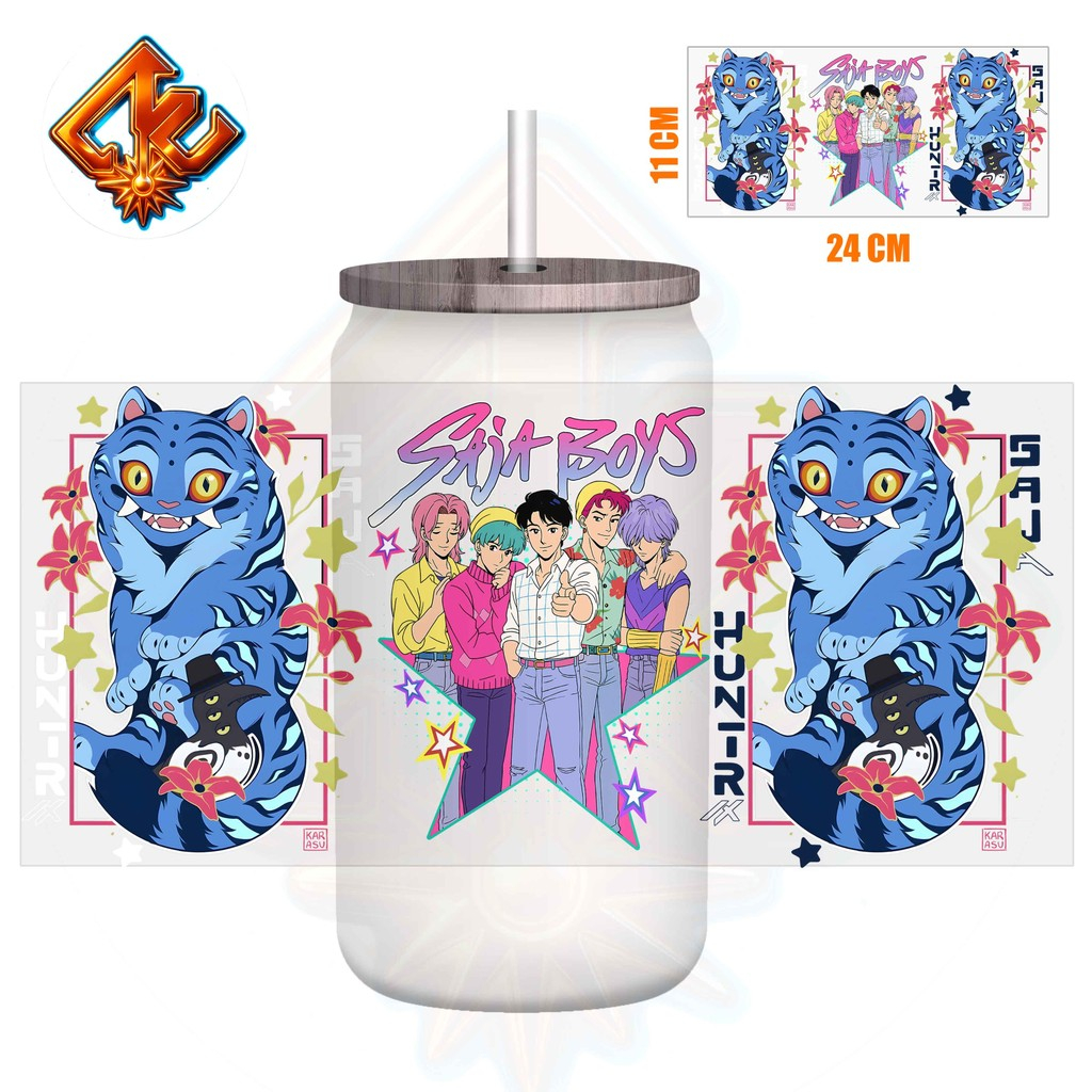 Saja Boys x Huntrix Girls Rumi Zoey Mira Demon Hunters UV DTF Glass Cup Wrap – 16oz Edition - Image 3