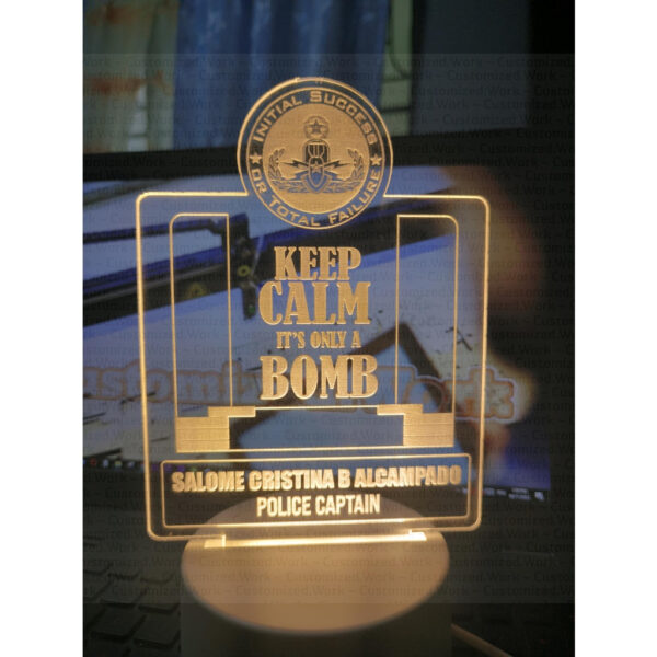 Keep Calm It's Just A Bomb Desk Lamp - EOD - Explosive Ordnance Disposal - ENGRAVED WITH NAME - Image 4
