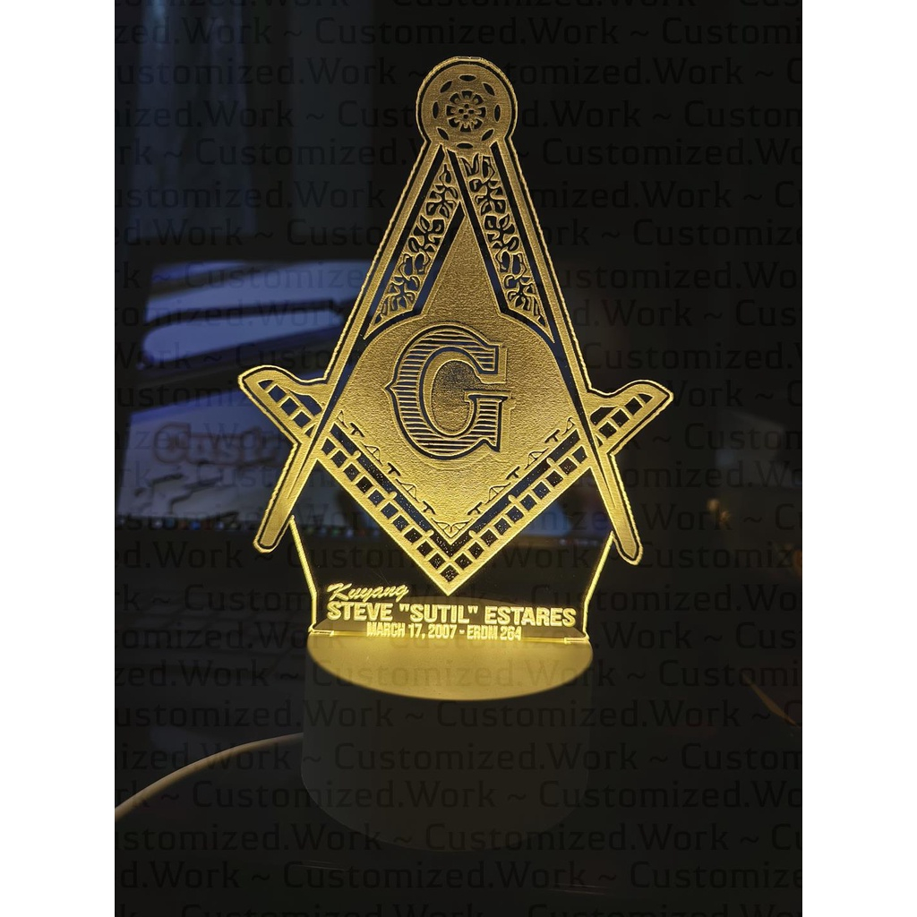 MASON DESK LAMP - MASONRY - PERSONALIZED WITH NAME - ENGRAVED - Image 2
