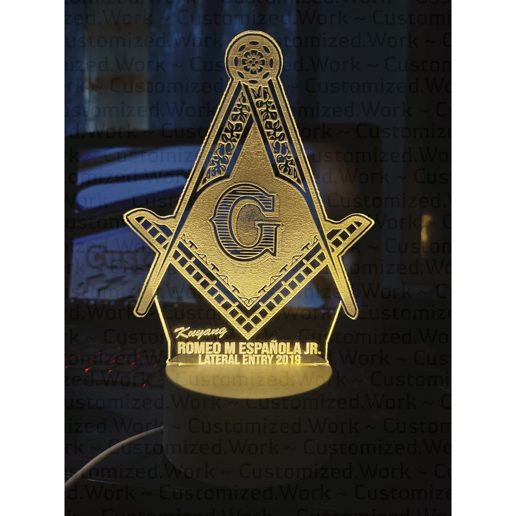 MASON DESK LAMP - MASONRY - PERSONALIZED WITH NAME - ENGRAVED - Image 3