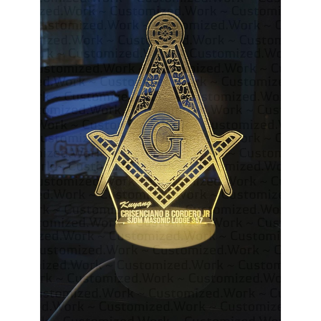 MASON DESK LAMP - MASONRY - PERSONALIZED WITH NAME - ENGRAVED - Image 4