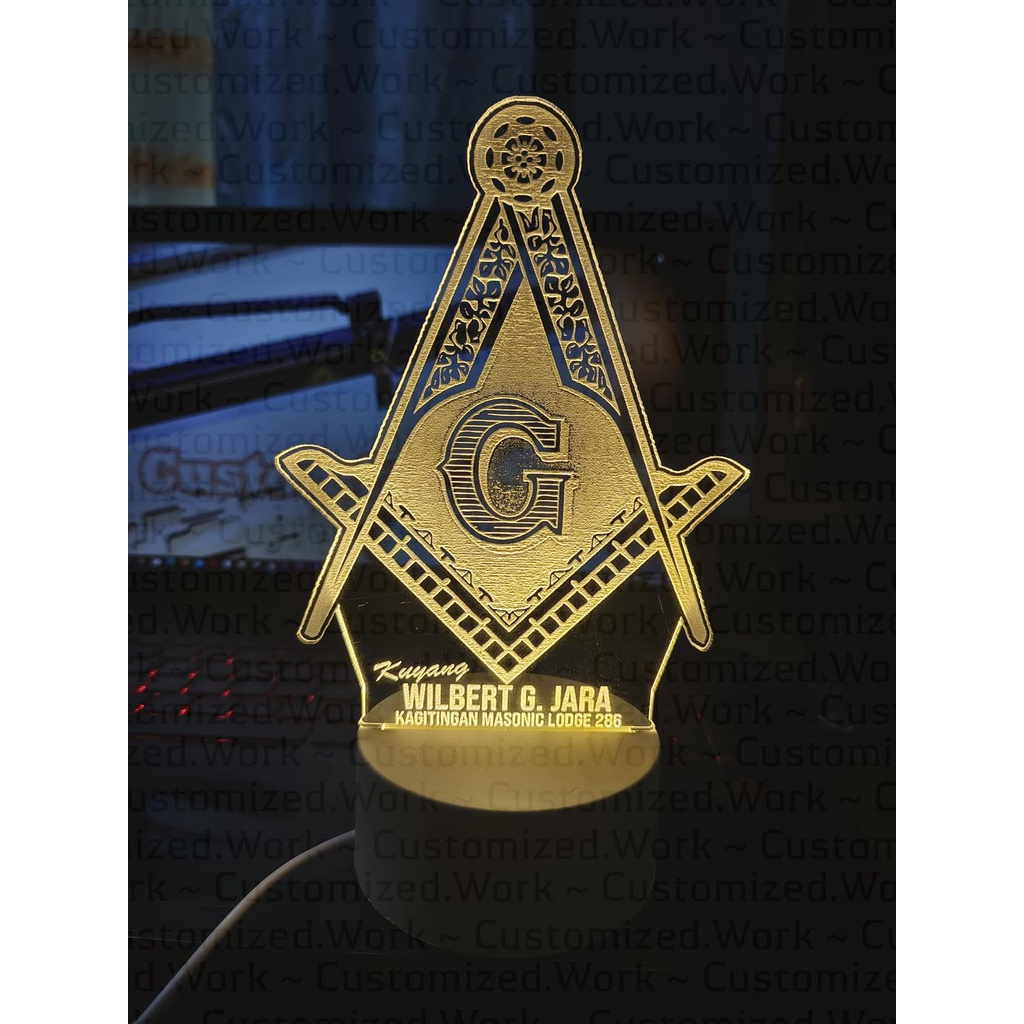 MASON DESK LAMP - MASONRY - PERSONALIZED WITH NAME - ENGRAVED - Image 5