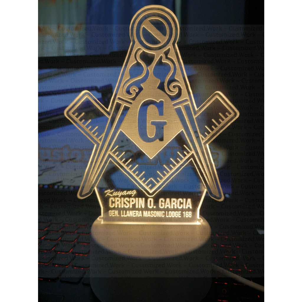 MASON DESK LAMP - MASONRY - PERSONALIZED WITH NAME - ENGRAVED - Image 6