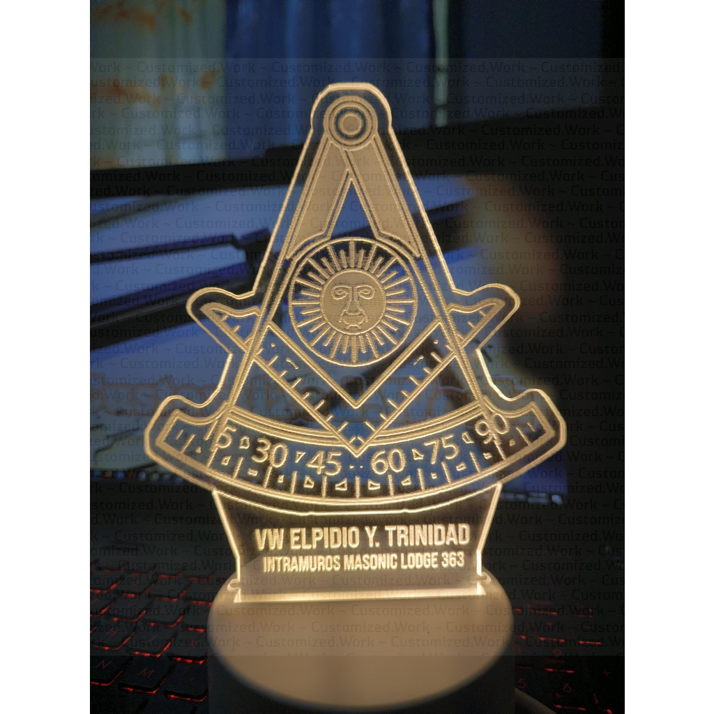 MASON DESK LAMP - MASONRY - PERSONALIZED WITH NAME - ENGRAVED - Image 7