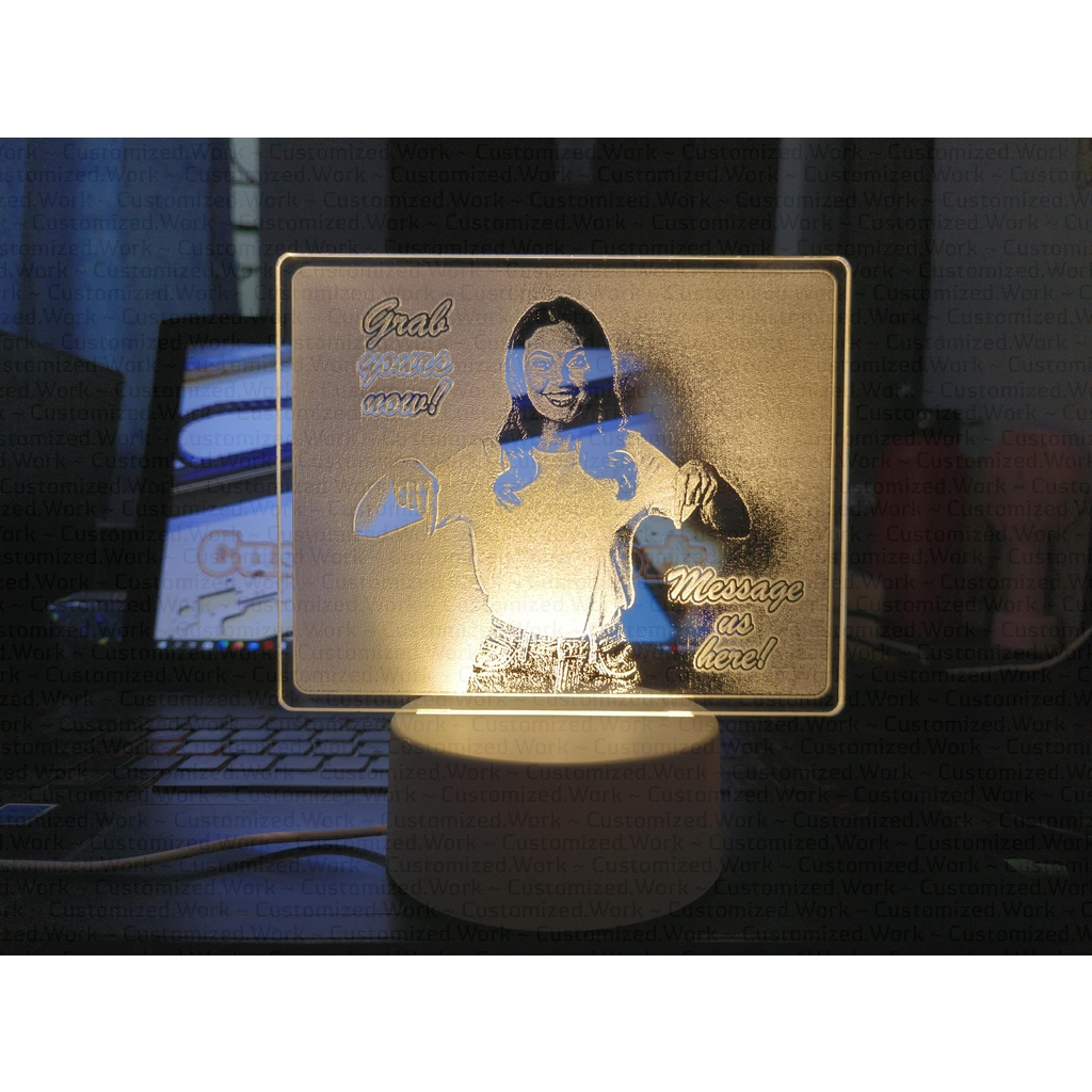 PERSONALIZED PHOTO DESK LAMP - HOME ROOM DECORATION - ENGRAVED - Image 6